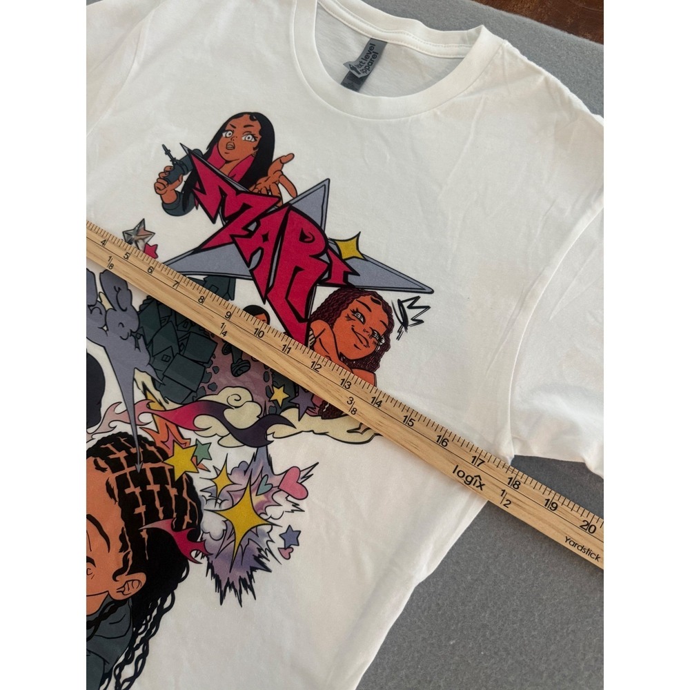 Mari Graphic T-Shirt White Unisex Size Small Next Level Apparel Y2K Cartoon - Picture 5 of 6
